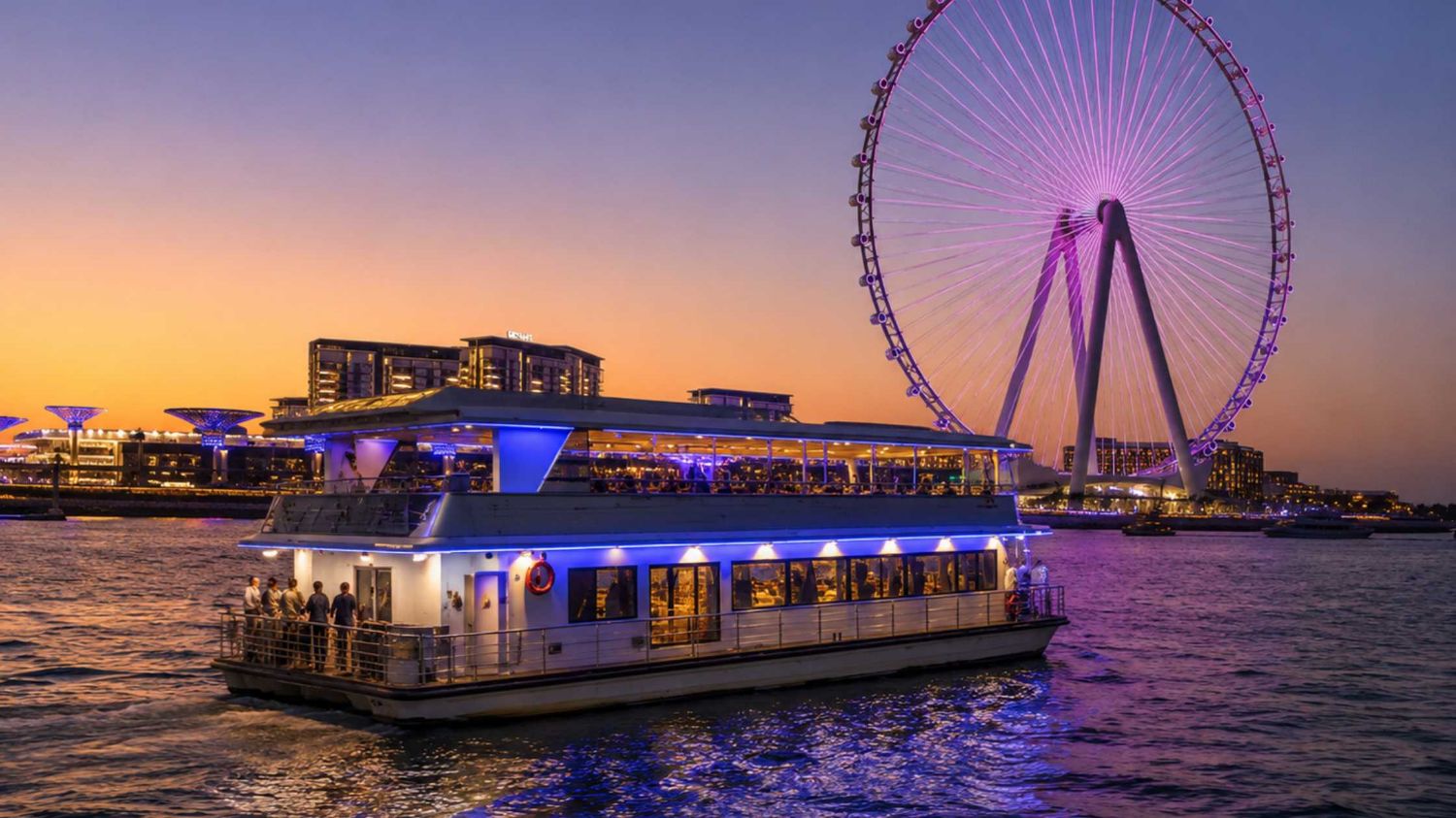 Sunset Dubai Marina Buffet on Glass Boat - 60mins Sailing for only AED89
