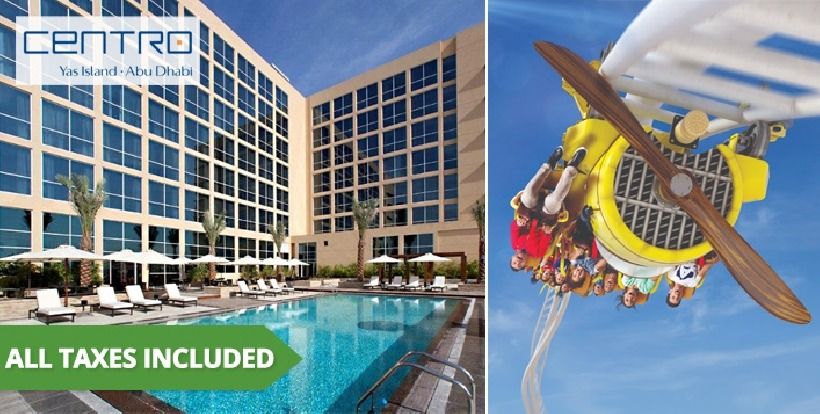 Centro Rotana Hotel Yas Island, Abu Dhabi Stay with Breakfast with 1 Theme Park Access - Ferrari World, Sea World, Warner Bros or Yas Waterpark